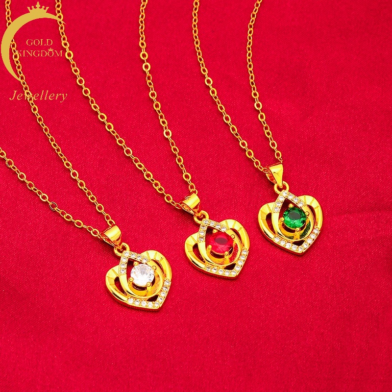 Perhiasan Aksesoris Lapis Emas Emas Asli Kadar 375 Aksen Ruby Emerald Sapphire Berlian Gaya Korea