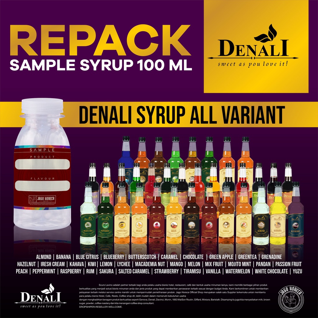 

DENALI SYRUP ALL VARIAN FLAVOUR - SIRUP DENALI REPACK 100 ML