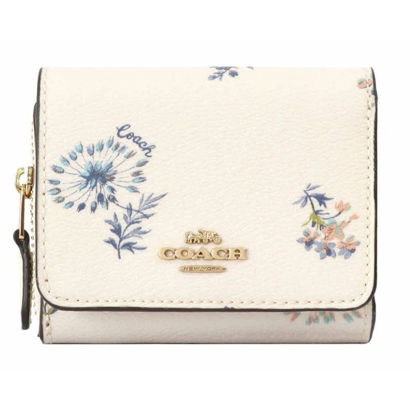 Coach Wallet Small Tri gold Dandelion Floral Blosom Multi (C2924)