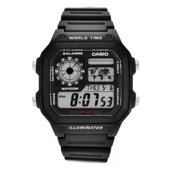 Casio General AE-1200WH-1A / AE1200WH-1A Jam Tangan Pria - Digital - Karet - Hitam