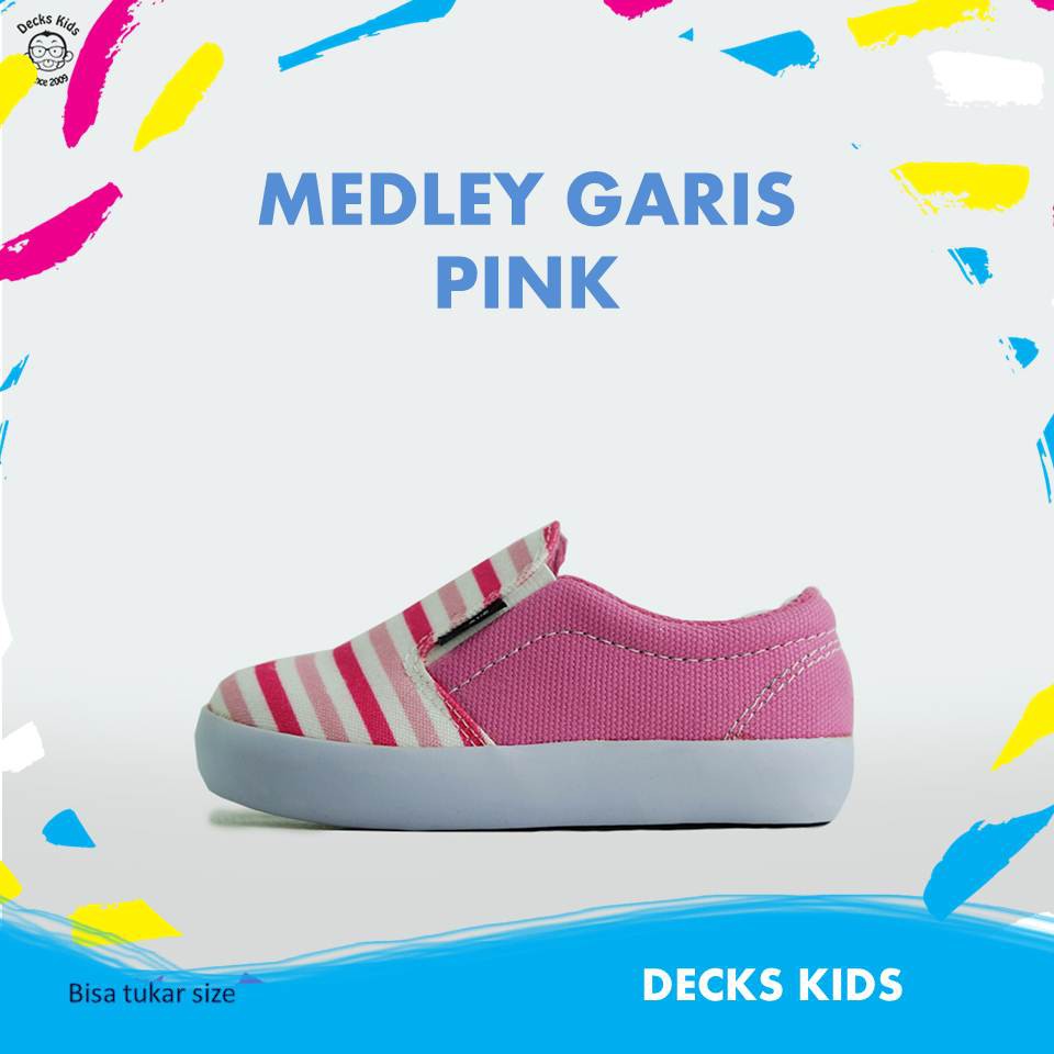  SEPATU  ANAK  DECKS MEDLEY PINK GARIS KOMBINASI SEPATU  ANAK  