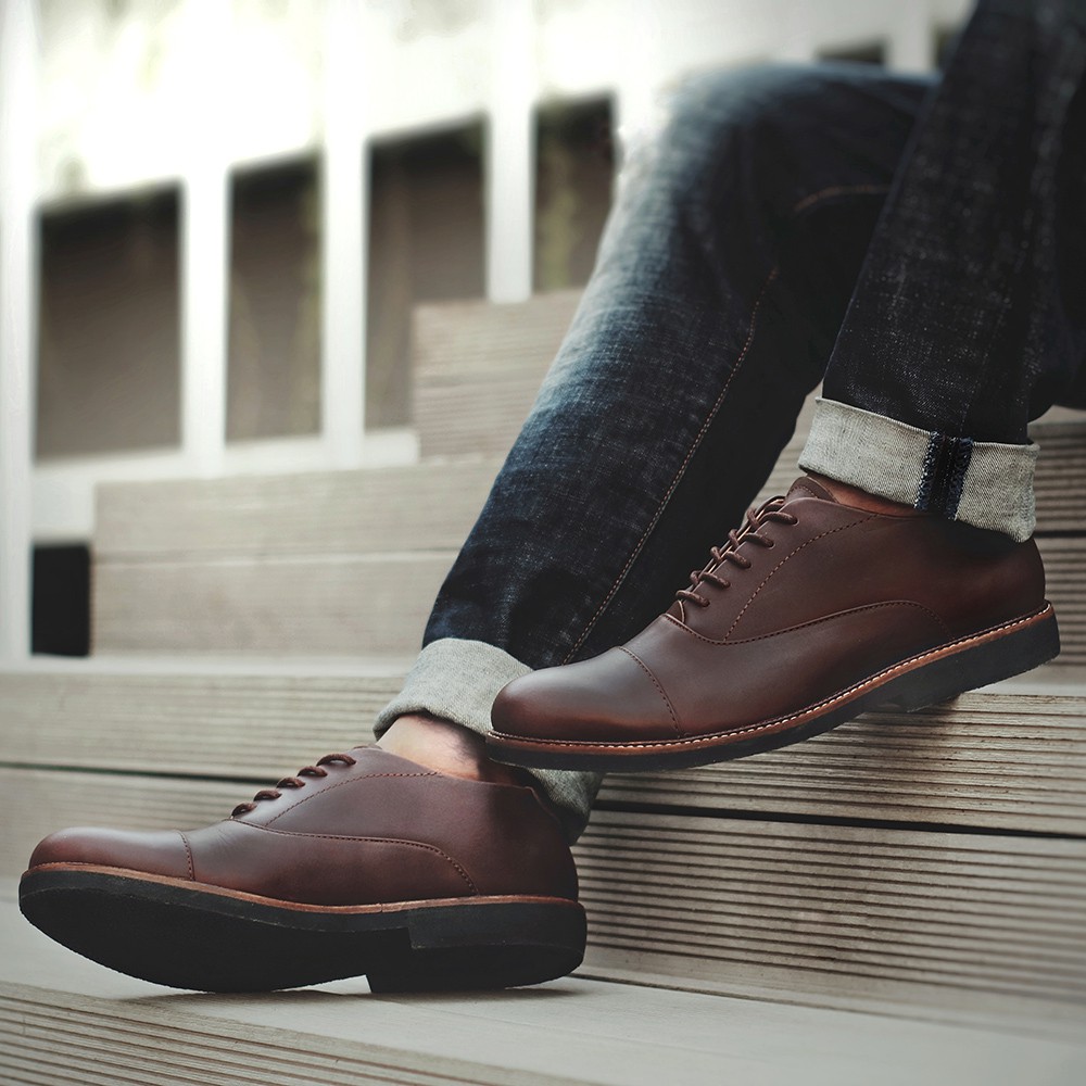 OXFORD BROWN (KULIT ASLI)|MNM x Kenzio| Sepatu Pantofel Pria ORIGINAL