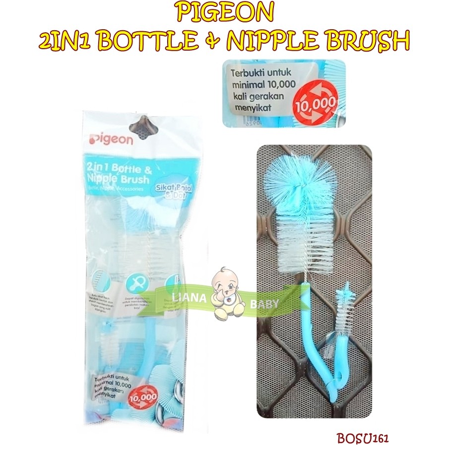 BOSU161 SIKAT BOTOL PIGEON 2IN1 BOTTLE &amp; NIPPLE BRUSH Murah