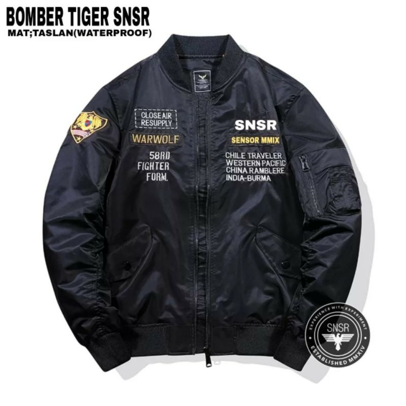 jaket bomber FLIGHT varsity zipper bikers tiger distro snsr series premium murah terbaru