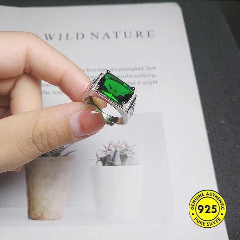 Cincin Kristal Zamrud Bahan S925 Silver Untuk Pasangan