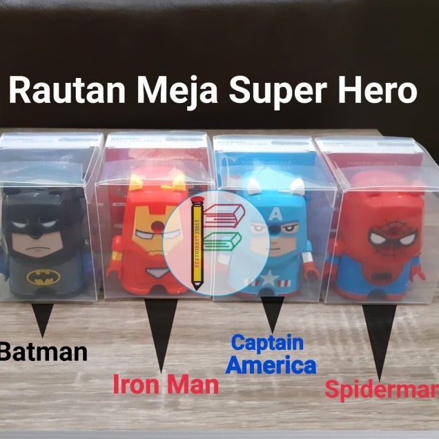 Rautan Putar Pensil Super Hero Batman IronMan Captain Americ Spiderman