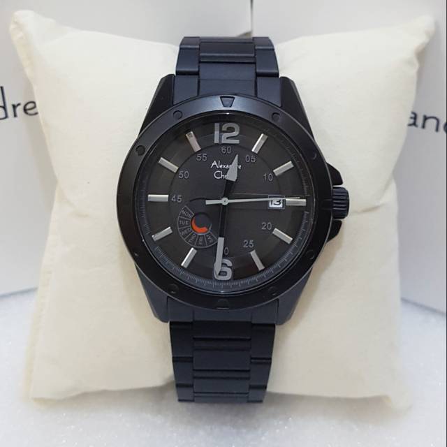 Alexandre christie ac 6536 black jam tangan pria original