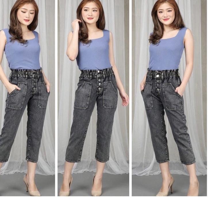 (TREN TERBARU) KEENAN RUBBER CELANA JEANS 7/9 WANITA WASH 8 OS