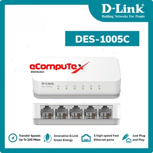 SWITCH HUB D-LINK DES - 1005C PLASTIK / 1005 C 5 PORT