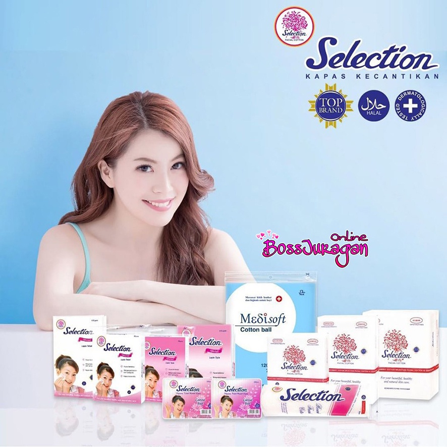 (BOSS) KAPAS TIPIS SELECTION SERIES - KAPAS SELECTION FACIAL COTTON TIPIS (COTTON BUD-BULAT-FACIAL COTTON)