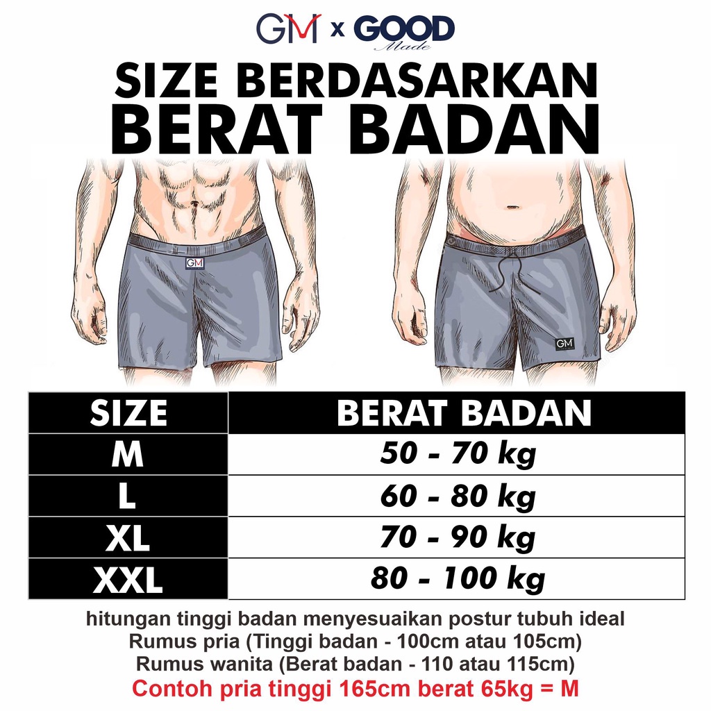 GOOD MADE - Boxer Pria Wanita Polos Model kancing Premium Quality | COD