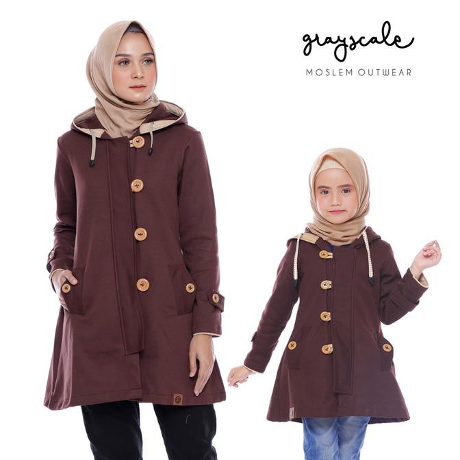 Jaket Anak Perempuan - Jaket Couple Keluarga Ibu Anak Perempuan Korea Hoodie Coklat 04