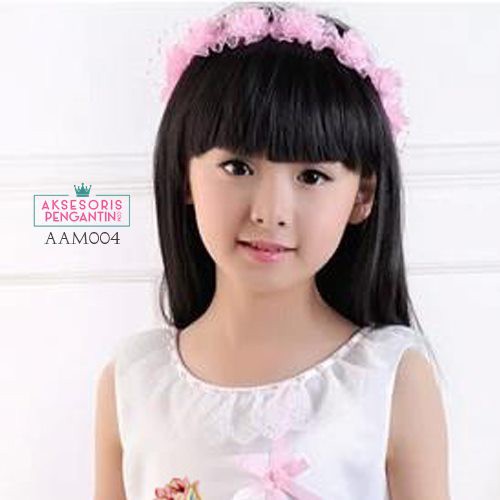 [BISA COD] MAHKOTA BUNGA AKSESORIS RAMBUT ANAK FLOWER CROWN PINK AAM004