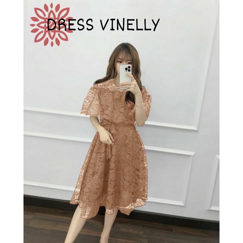 DRESS VINELLY BRUKAT / NEW DRESS / FASHION STYLE / COD / BAYAR DI TEMPAT / PAKAIAN WANITA TERBARU / DRESS CANTIK