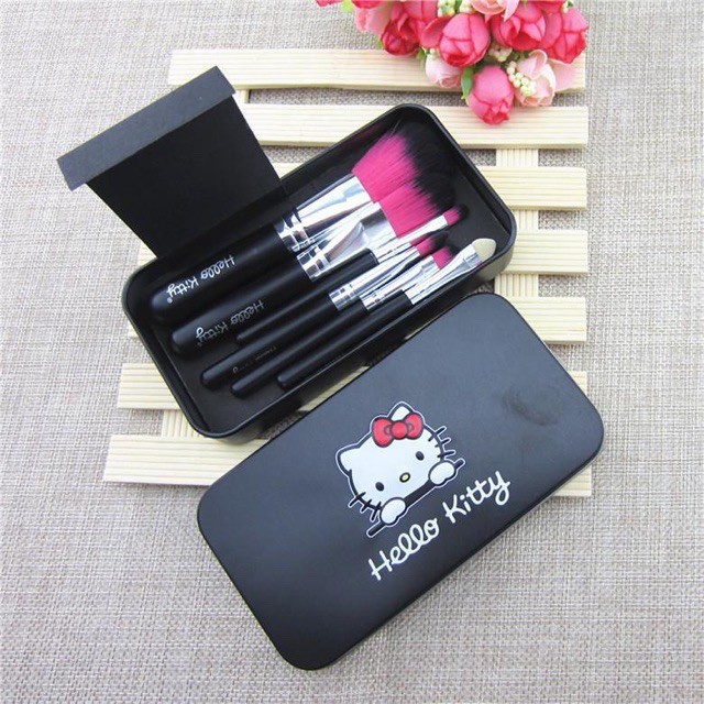 `ღ´ PHINKL `ღ´ Hello kitty kuas set kaleng makeup kosmetik untuk aplikasi eyeshadow eyebrow blush on