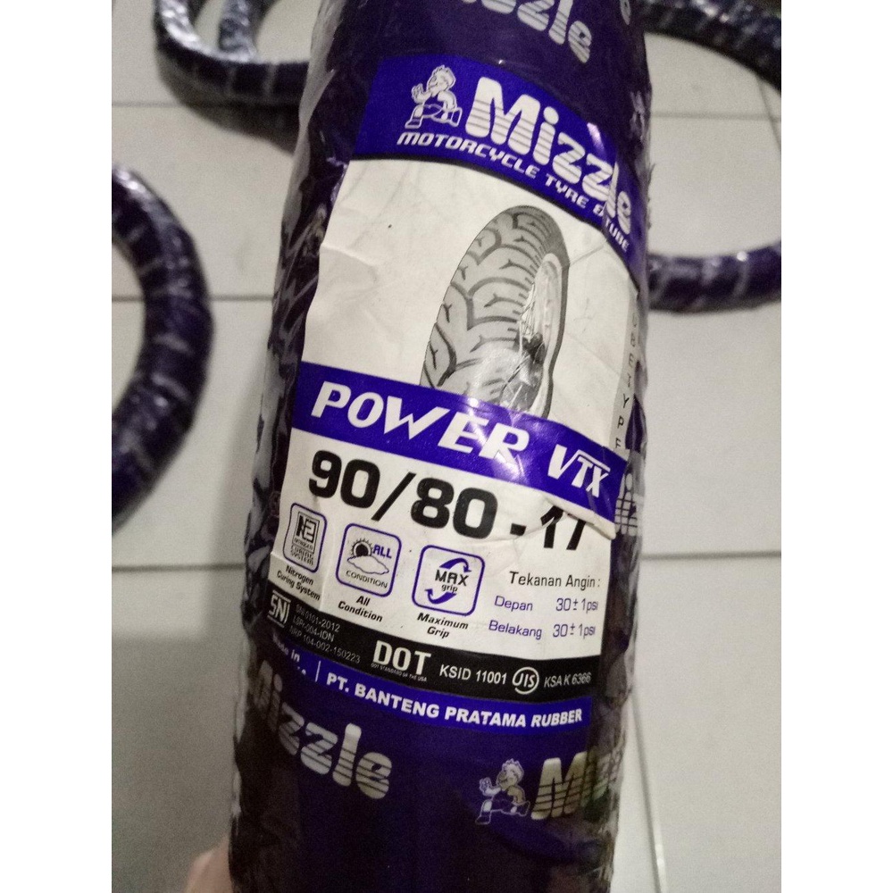 Paketan Ban MIZZLE 90/80-17 & 100/80-17 POWER VTX TUBETYPE &  BAN DALAM