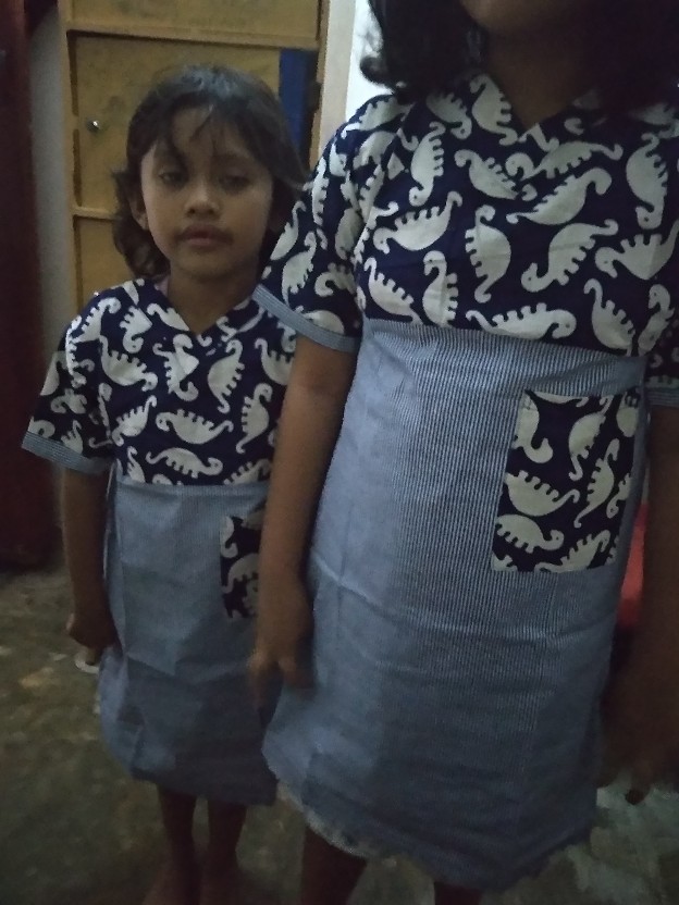 Couple Dress Batik Anak Motif Hewan Dino Dress Batik Unik Kakak Adik Couple Batik Premium Cantik