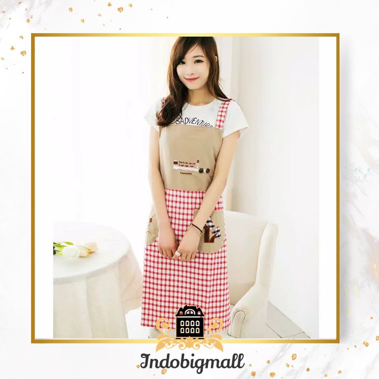 Celemek Masak Apron Masak Korea Home Apron Celemek Kain Katun Celemek Murah