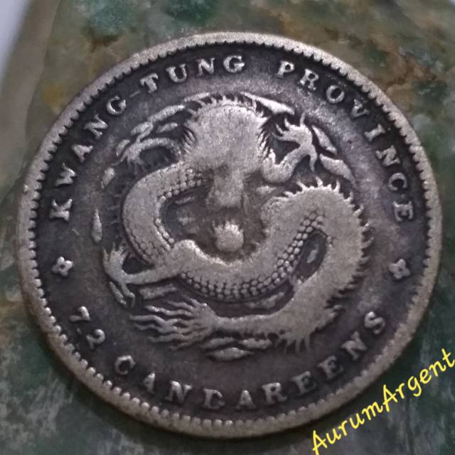 SA.75-- 1 PC KOIN PERAK KUNO ASLI  10 CENTS KWANGTUNG PROVINCE TH. 1890-1908.  -- SILVER COIN --