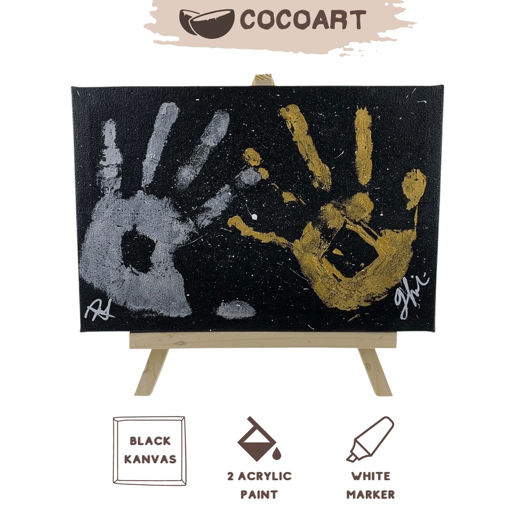 

DIY Hand Printing Kit | Hand Painting Kit Couple | Kanvas Cap Tangan Couple | Canvas Lukis