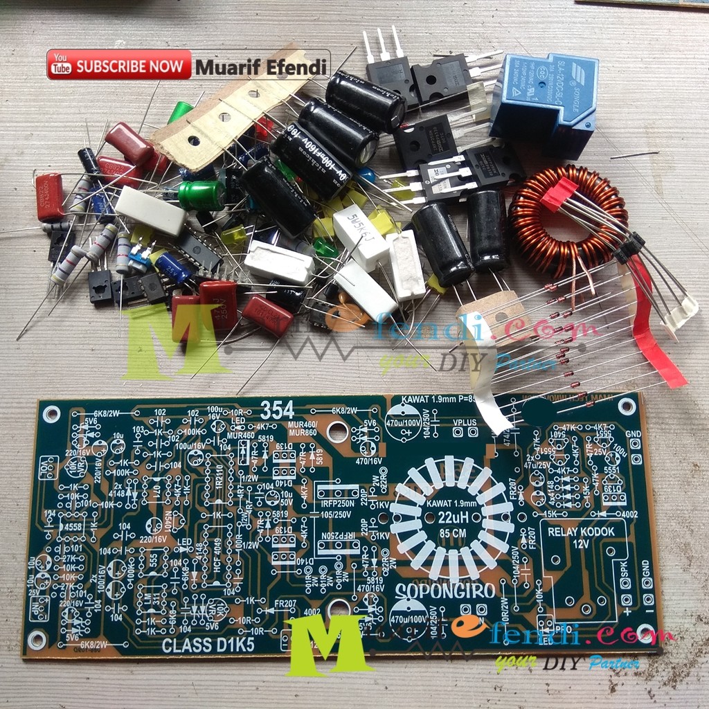 PAKET DIY Power Amplifier Class D D1K5 V2 SOPONGIRO PROTECTOR 354