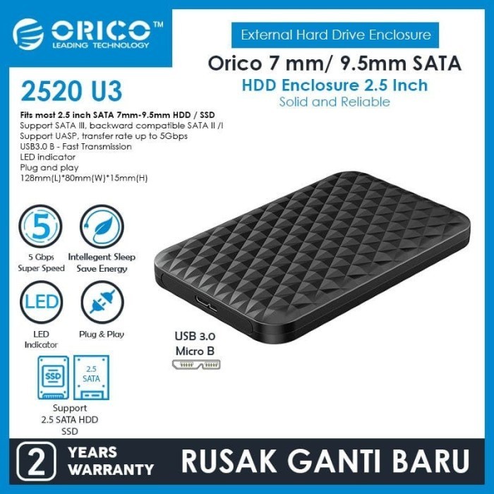 ORICO HDD SSD Casing / Enclosure 2.5&quot; USB-C to USB3.0 - 2520C3