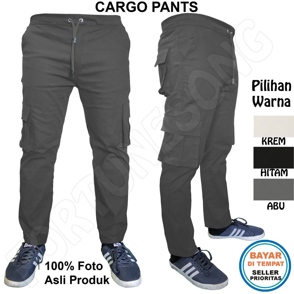  Celana  Cargo  Panjang Pria Chino Cotton Slimfit Shopee  