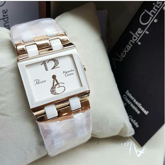 JAM TANGAN WANITA ALEXANDRE CHRISTIE AC2182 ORIGINAL WHITE GOLD
