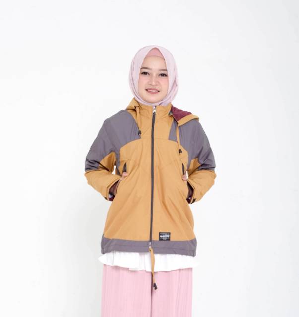 AMZ JACKET Jaket Parasut WANITA Waterproof  Anti Air Angin Jaket Outdoor Gunung Murah Pink navy M XL