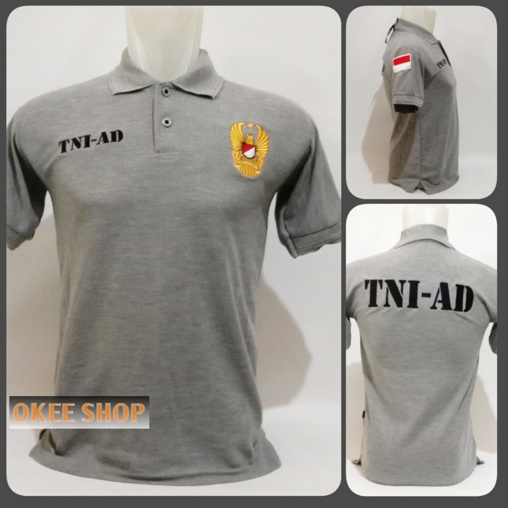 Baju Kaos Kerah  PENDEK Abu  TNI AD