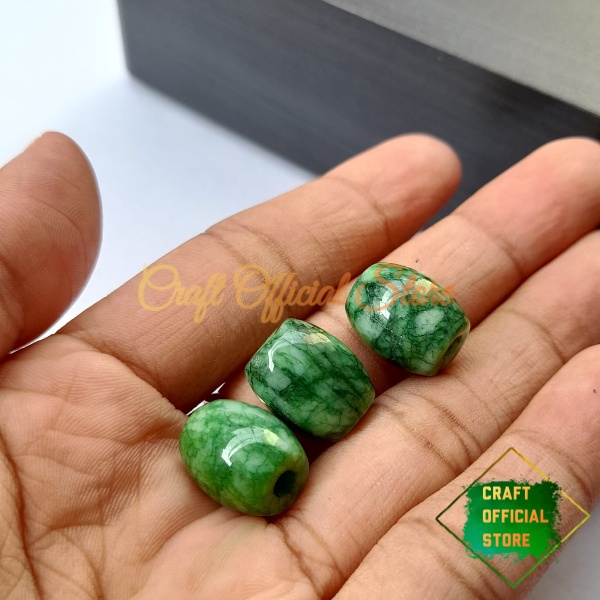 Liontin Giok Tabung Oval Untuk Kalung Gelang Bahan Craft