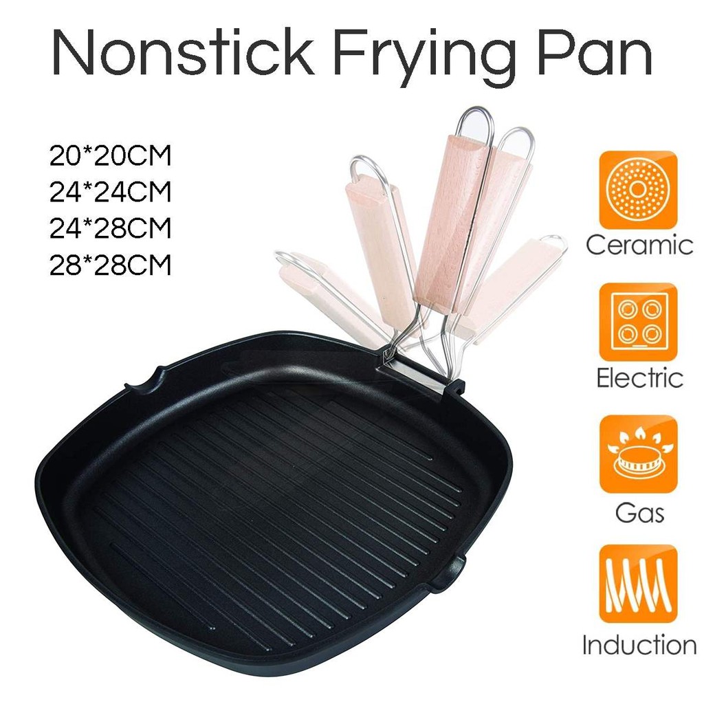 Square Grill Pan Lipat 20 cm / Alat Panggang / Wajan Pemanggang