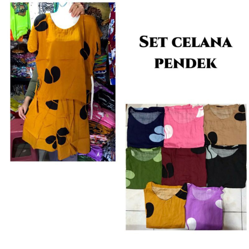 setelan celana pendek kulot rayon bali