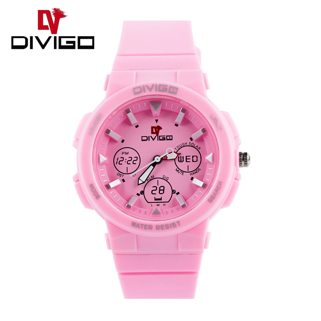 Jam Tangan Wanita Divigo Original D-12 Analog Warna Strap Rubber Water Proof