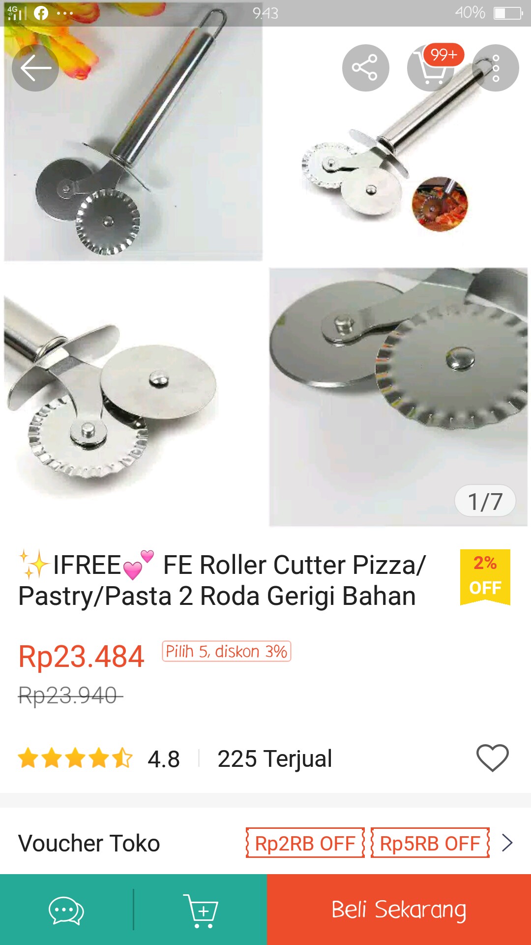 Ifree Roller Cutter Pizza/pastry/pasta 2 Roda Gerigi Bahan Stainless Steel Untuk Dapur