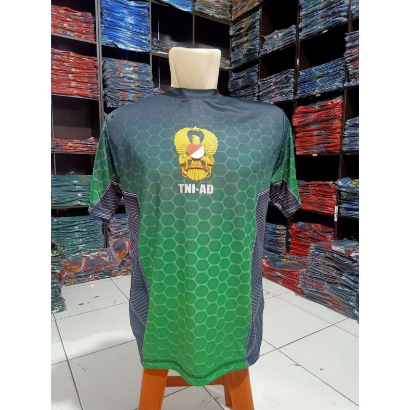 KAOS JERSEY OLAHRAGA PRIA TNI AD HIJAU / PAKAIAN TRAINING TNI