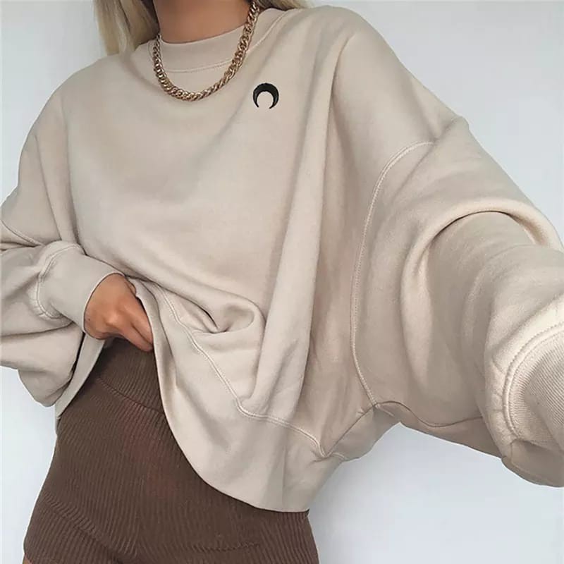 Sweater Crewneck Minimalist - Allsize - Bahan Fleece tebal dan lembut - Outfit Wanita