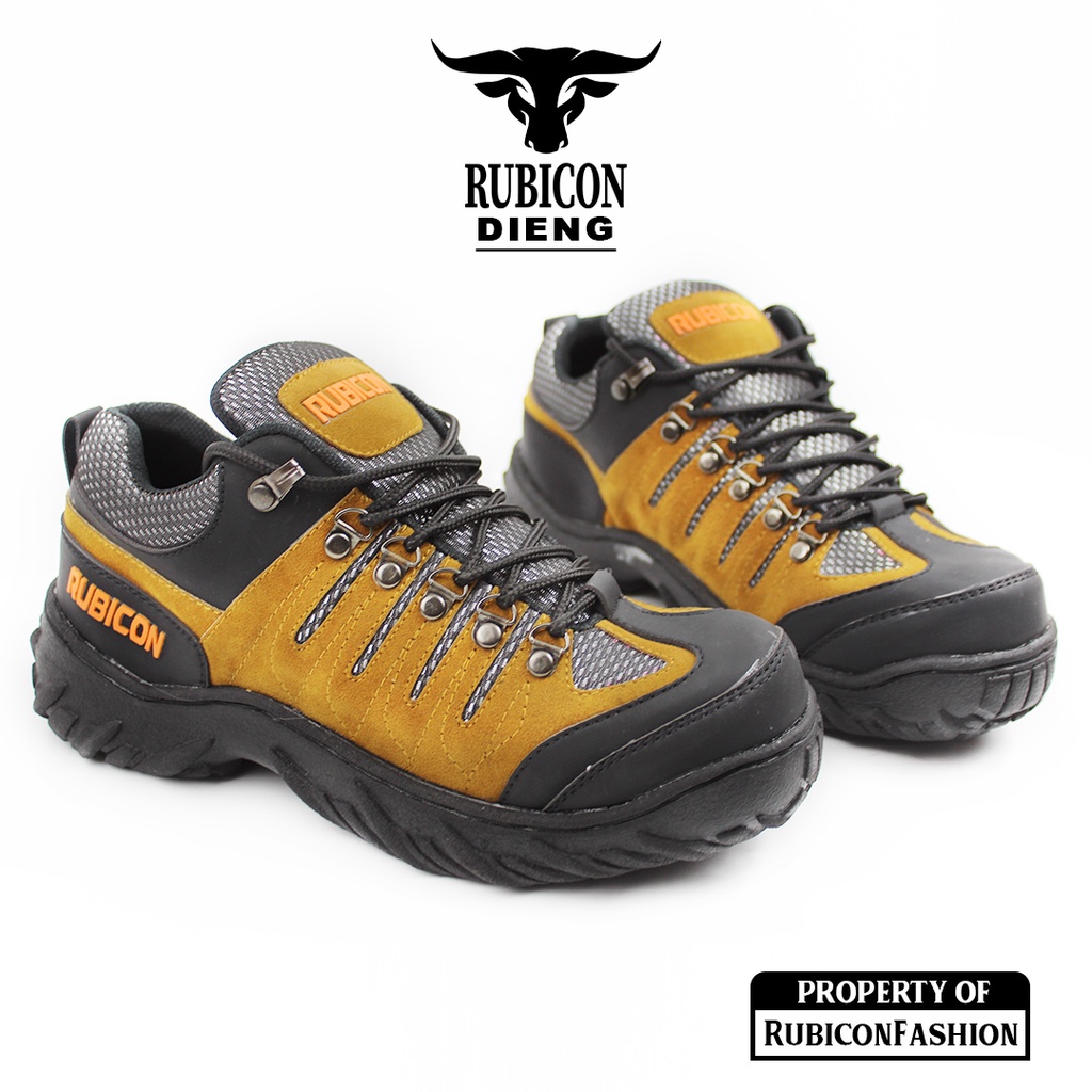 DIENG -  SEPATU SAFETY BOOTS PRIA TRACKING HIKING GUNUNG RUBICON PREMIUM QUALITY UJUNG BESI RUBTRACK