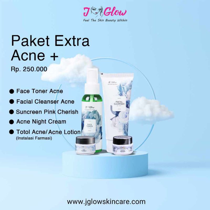 PAKET SKINCARE JGLOW ACNE EXTRA PREMIUM CREAM SERUM GLOWING KECANTIKAN PERAWATAN WAJAH