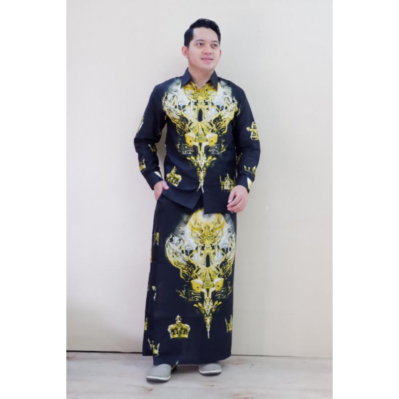 kemeja koko setelan sarung batik asli solo