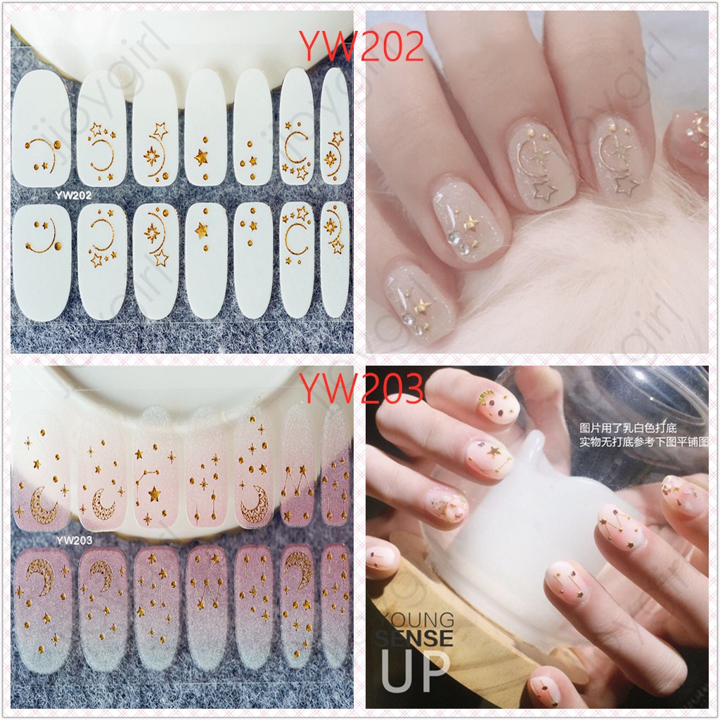 YW Motif Sticker Kuku Stiker Glitter Sticker Kuku Marble Cartoon Nail 14PCS / sheet Nail Sticker