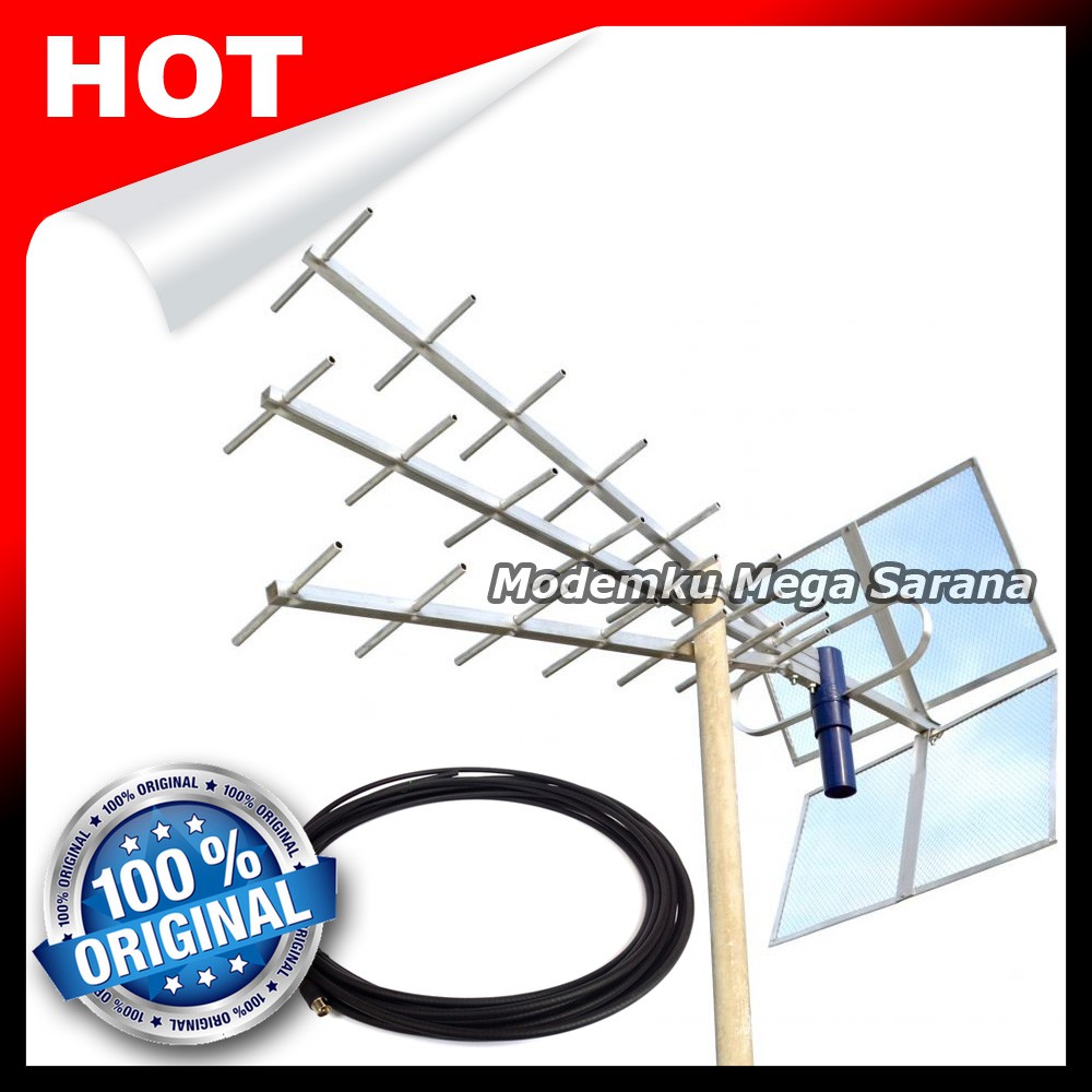 Antena TV Super Peka Titis TT1000 Untuk Digital Dan Analog + Kabel RG6 15meter [Packing Dus Tebal]