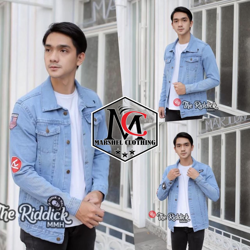 RCL - Jaket Jeans Emblem Pria Terbaru / Jaket Jeans Emblem 01 / Jaket Jeans The Riddick MMH PREMIUM