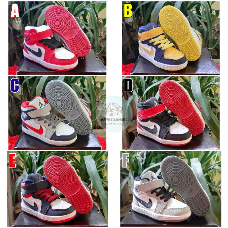 Harga sepatu anak nike air jordan hi grade mid velcro tali / cowok-cewek