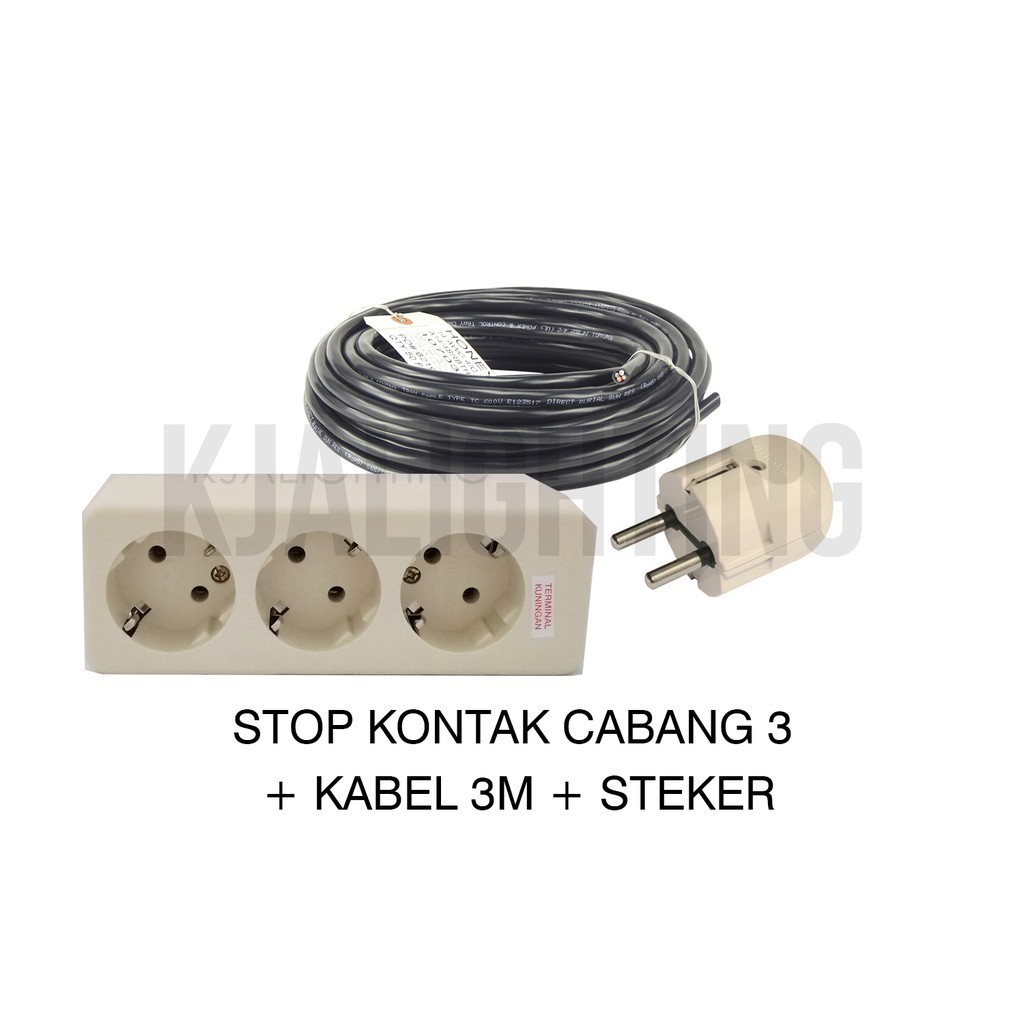 STOP KONTAK CABANG 3 + KABEL 3M + STEKER BUNDLE