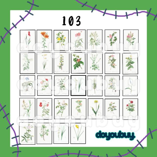 

STICKER VINTAGE FLOWERS [64 PCS] STIKER BUNGA TUMBLR