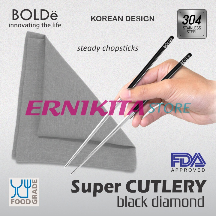 BOLDe SUPER CUTLERY BLACK DIAMOND - Sendok Garpu Set Platinum