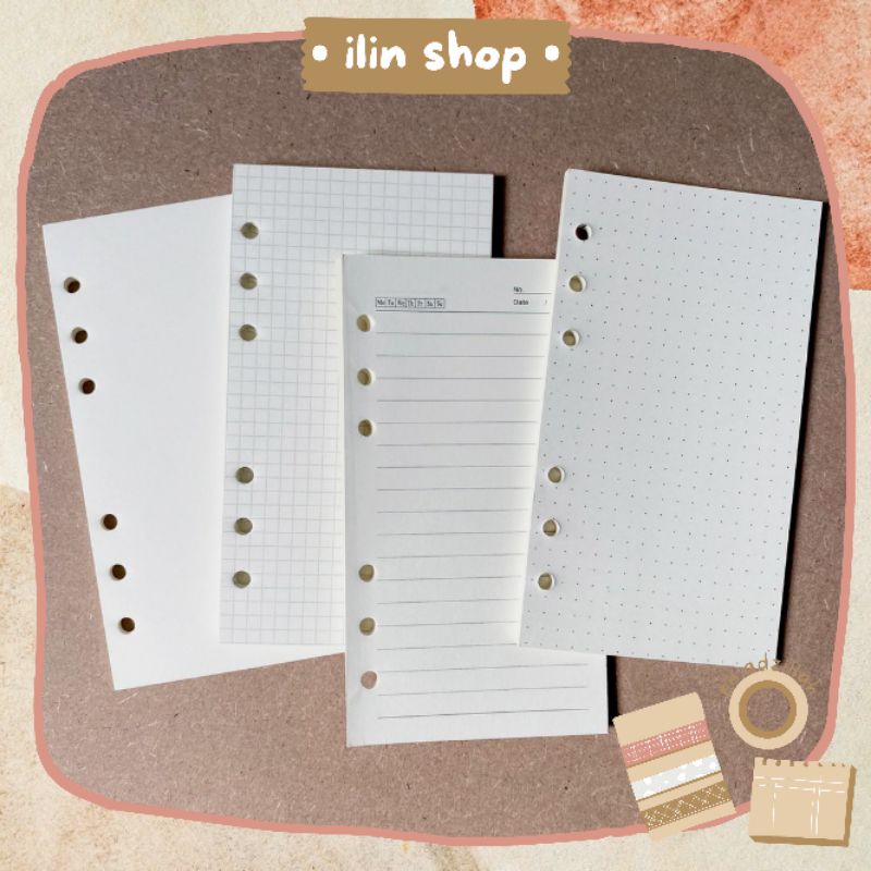 

Loose Leaf A6 • Dotted/Grid/Blank/Line (6 ring)