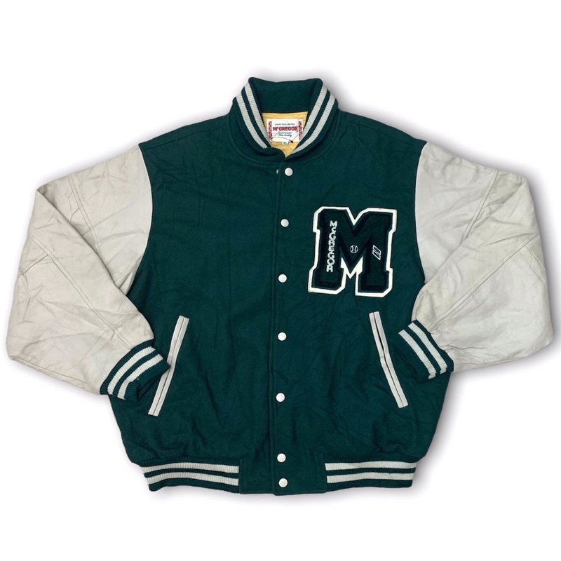 Jaket varsity vintage leather wool Mcgregor Green