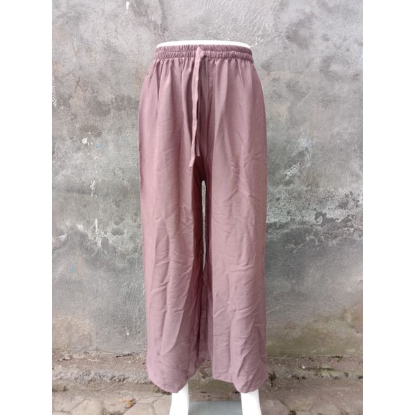 celana kulot polos full karet-Brown mill